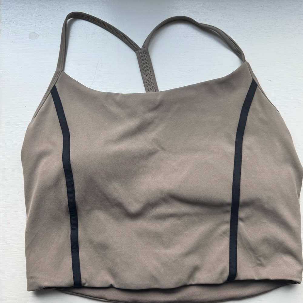 Women's Tan and Black Strappy Top